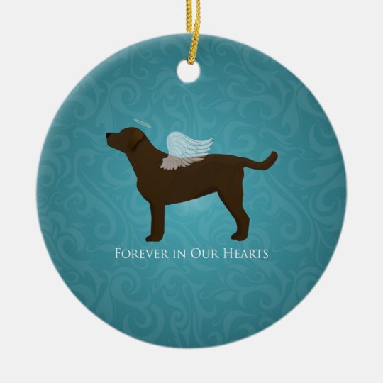 Chocolate Lab Angel Pet Memorial Design Ceramic Ornament