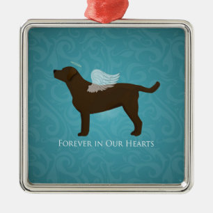 Chocolate Lab Angel Pet Memorial Design Metal Ornament