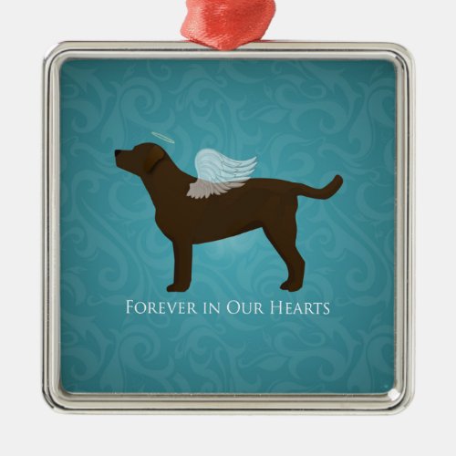 Chocolate Lab Angel Pet Memorial Design Metal Ornament