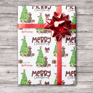 Chocolate Lab, Bird, and Christmas Tree Wrapping Paper