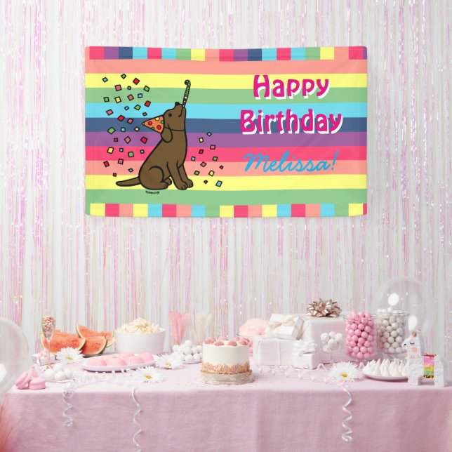 Chocolate Lab Birthday Party Confetti Horizontal Banner (Party)