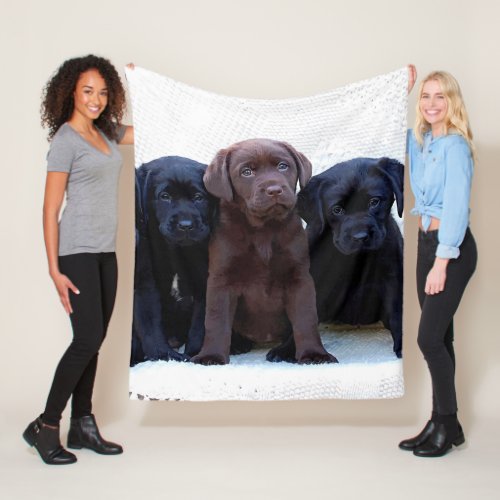 Chocolate Lab _ Black Labrador Puppies Fleece Blanket