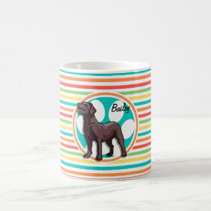 Chocolate Lab; Bright Rainbow Stripes Coffee Mug