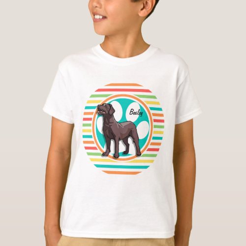 Chocolate Lab Bright Rainbow Stripes T_Shirt