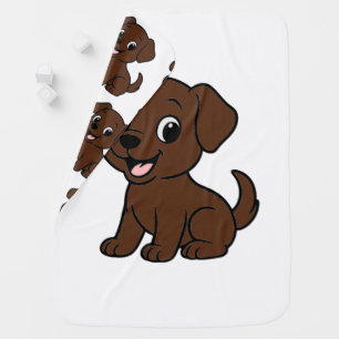 Chocolate Lab Cartoon Baby Blanket