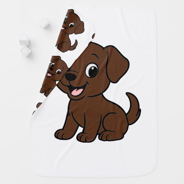 Chocolate Lab Cartoon Baby Blanket (In Situ)