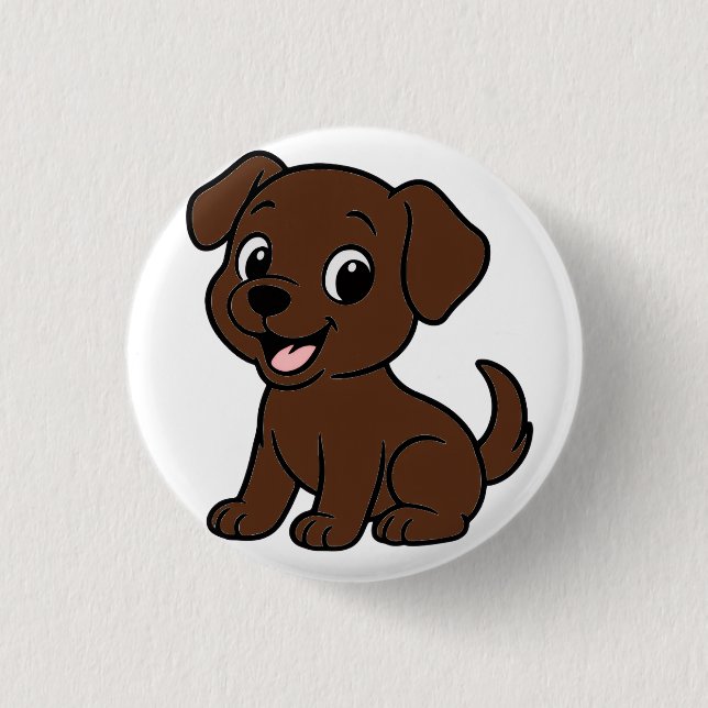 Chocolate Lab Cartoon Button (Front)