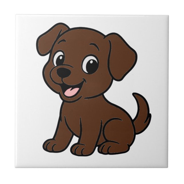 Chocolate Lab Cartoon Ceramic Tile (Front)