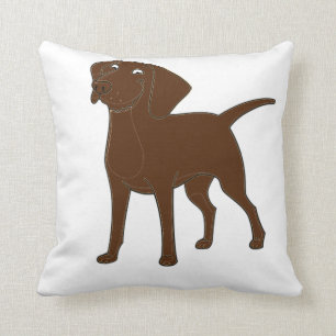 chocolate lab cartoon full 3 throw pillow