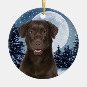 Chocolate Lab Ceramic Ornament by ForLoveofDogs at Zazzle