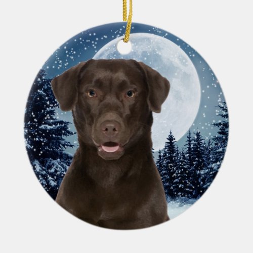 Chocolate Lab Ceramic Ornament