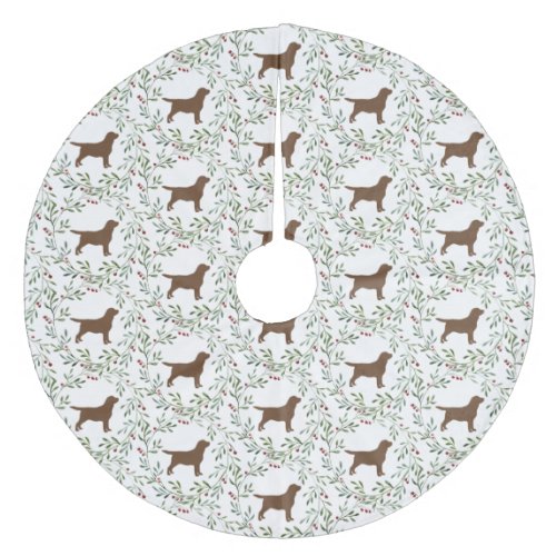 Chocolate Lab Christmas _ Cute Dog Puppy Labrador Fleece Tree Skirt