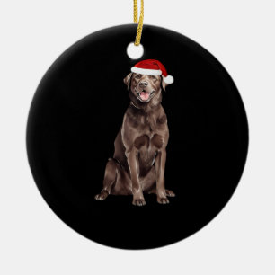 Chocolate Lab Christmas Tree Dog Puppy Watercolor  Ceramic Ornament