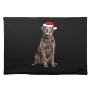 Chocolate Lab Christmas Tree Dog Puppy Watercolor Cloth Placemat
