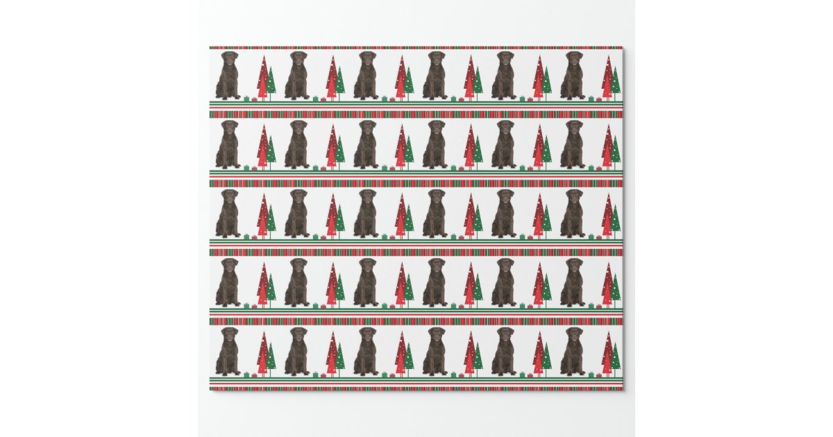 Chocolate Lab Christmas Wrapping Paper | Zazzle
