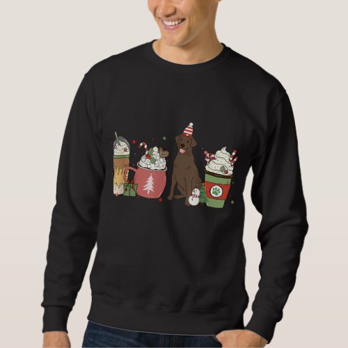 Chocolate Lab Coffee Latte Winter Christmas Dog Mo Sweatshirt