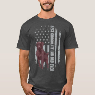 Chocolate Lab Dad American Flag Brown Labrador T-Shirt