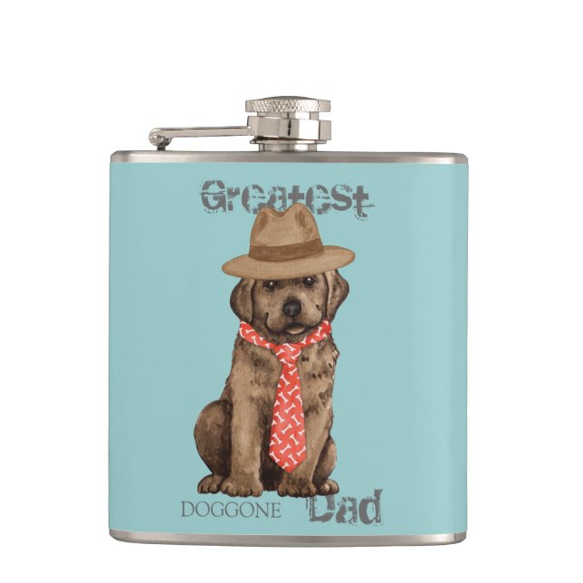 Chocolate Lab Dad Flask (Front)