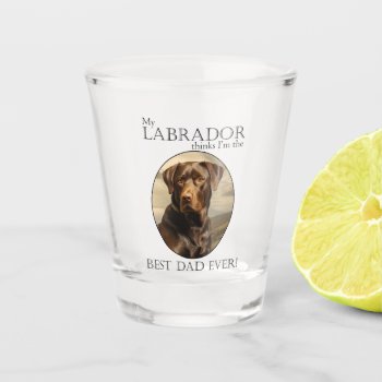 Chocolate Lab Dad Shot Glass by ForLoveofDogs at Zazzle