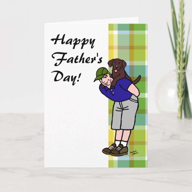 Chocolate Lab Daddy Plaid Card (Front)