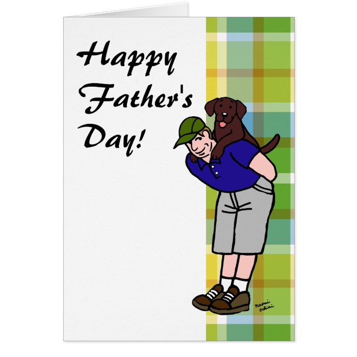 Chocolate Lab Daddy Plaid Greeting Card