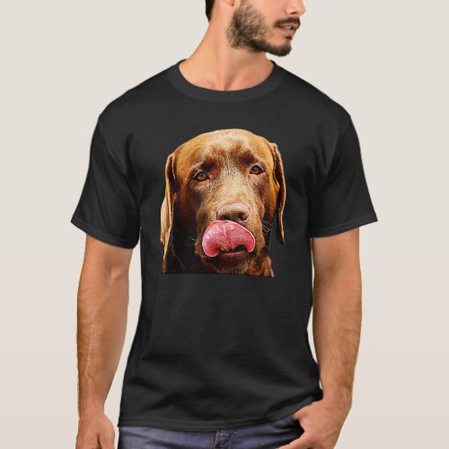 Chocolate Lab Dog Breed Oil Paint Filter Labrador  T_Shirt