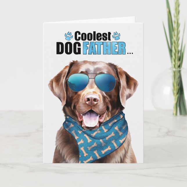 Chocolate Lab Dog Coolest Dad Father's Day Holiday Card (Front)