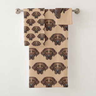 Chocolate Lab Dog Design Bath Towel Set