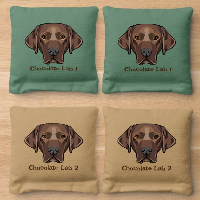 Chocolate Lab Dog Design Cornhole Bean Bags