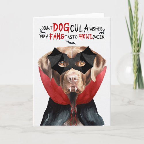 Chocolate Lab Dog Funny Count DOGcula Halloween Holiday Card