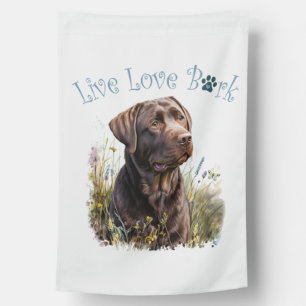 Chocolate Lab Dog Mom Floral House Flag