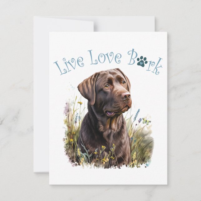Chocolate Lab Dog Mom Floral Note Card (Front)