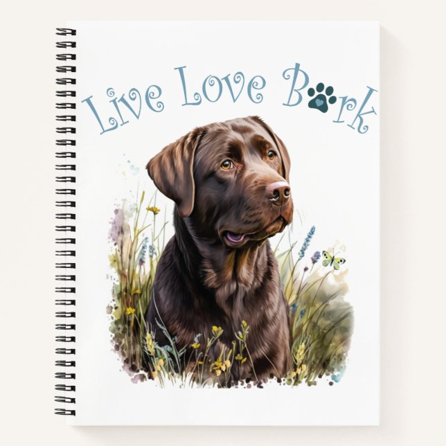 Chocolate Lab Dog Mom Floral Notebook (Front)