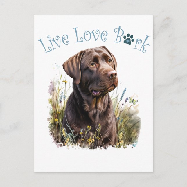 Chocolate Lab Dog Mom Floral Postcard (Front)
