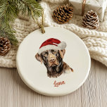 Chocolate Lab Dog Personalized Christmas Ceramic Ornament