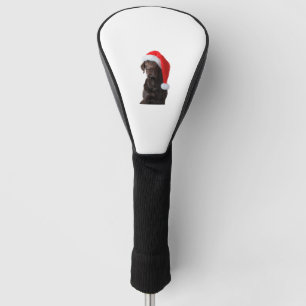 Chocolate Lab Dog Portrait Santa Hat Cute Christma Golf Head Cover