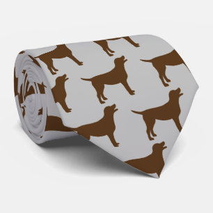 Chocolate Lab Dog Silhouette Neck Tie