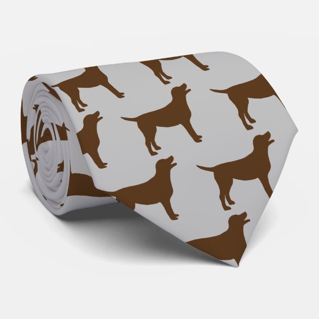 Chocolate Lab Dog Silhouette Neck Tie (Rolled)