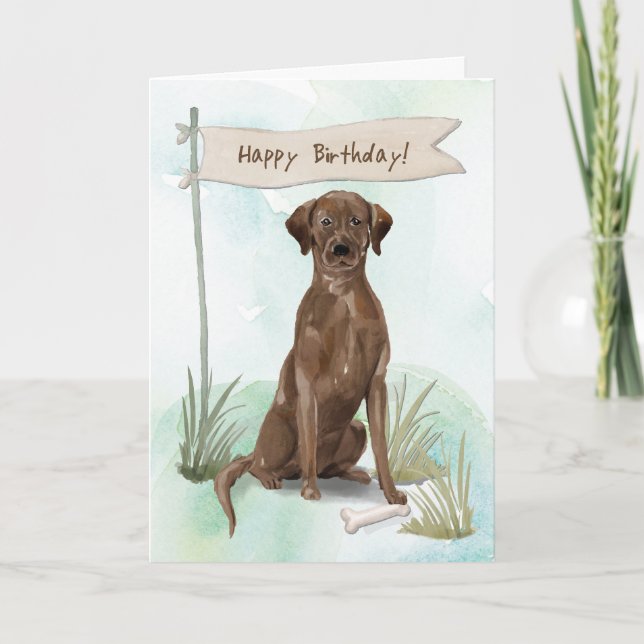 Chocolate Lab Dog Under Birthday Sign Card (Front)