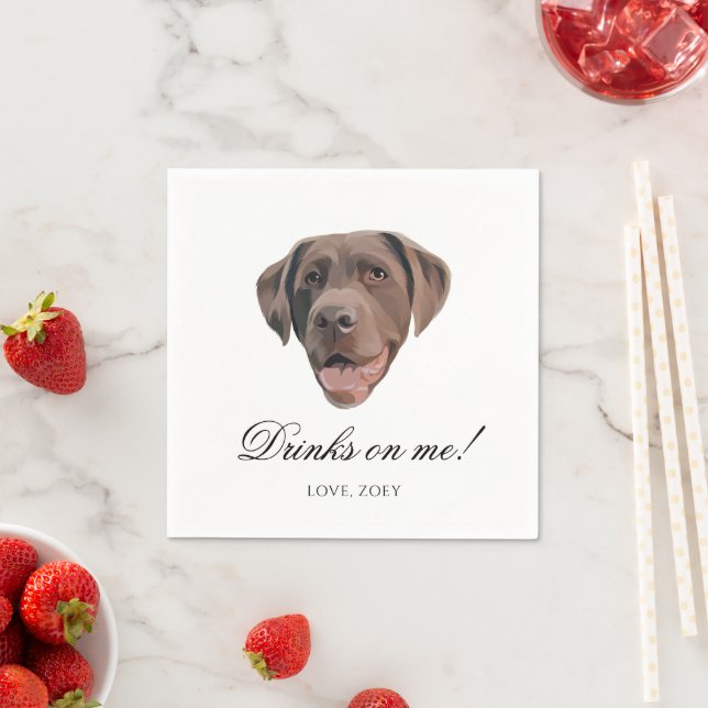 Chocolate Lab Dog Wedding Party Custom Napkin (Insitu)
