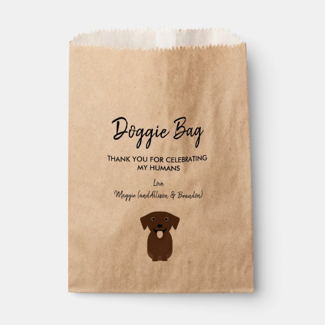 Chocolate Lab Doggie Bag for Wedding, Favor Bags (Front)