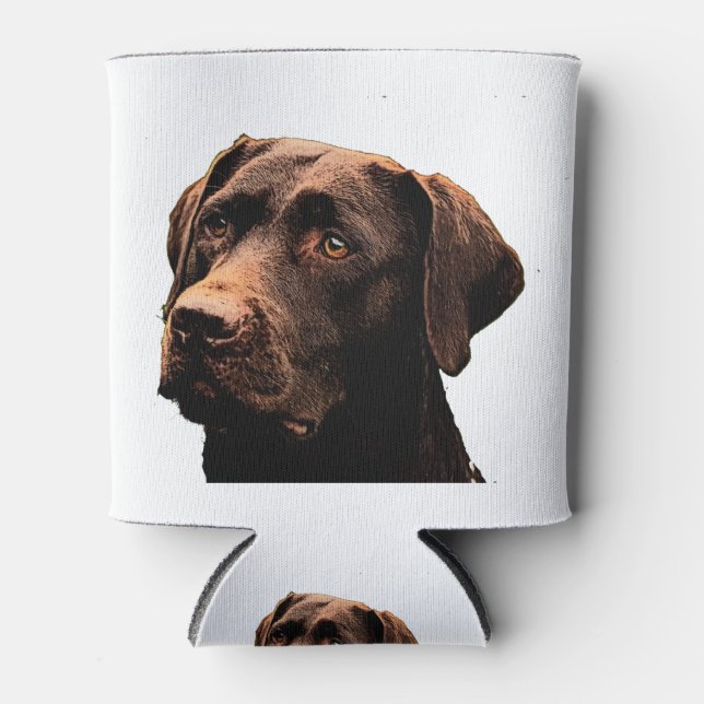 chocolate lab face can cooler (Front)