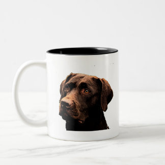chocolate lab face Two-Tone coffee mug