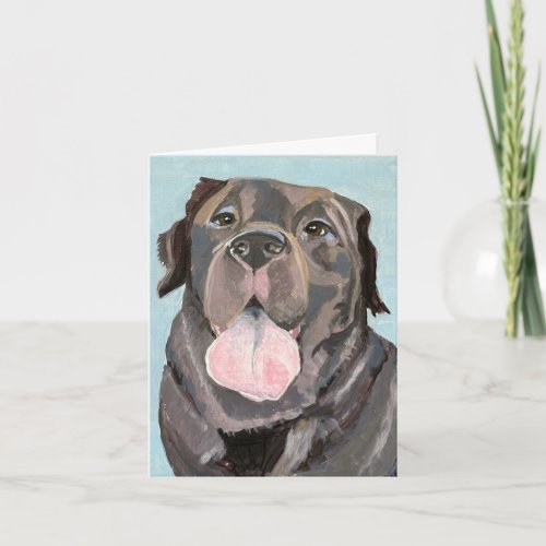 Chocolate Lab Hand_Painted on Canvas Note Card