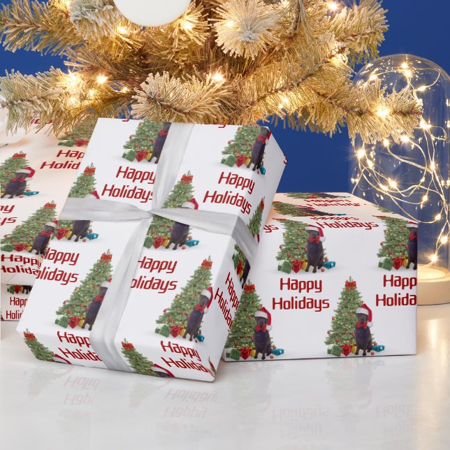 Chocolate Lab Happy Holidays Wrapping Paper (Holidays)