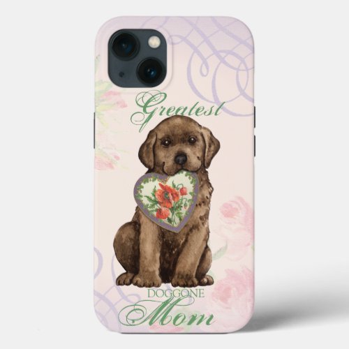 Chocolate Lab Heart Mom iPhone 13 Case