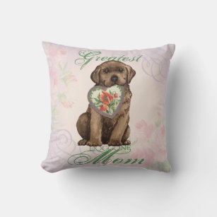 Chocolate lab with heart decorative pillow