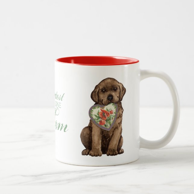 Chocolate Lab Heart Mom Two-Tone Coffee Mug (Right)