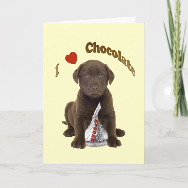 Chocolate Lab - I Love Chocolate Kisses Card (Front)