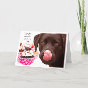 Chocolate Lab I Love You Card - Cupcake Card